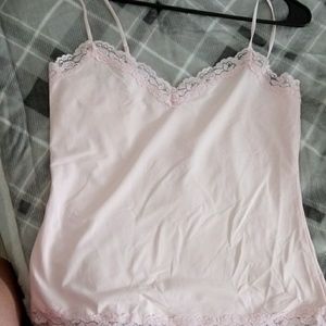 Eberjey Baby Pink Nylon Tank Top with Lace trim